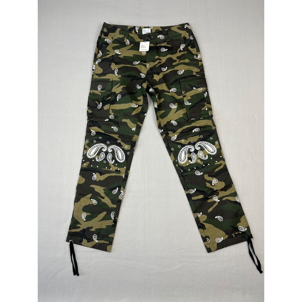 EPTM. Jeans Mens 34x32 Camo Bandana Print Cargo Pants Straight Leg Skater Grunge